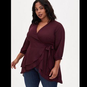 Torrid High Low Georgette Wrap Tunic Blouse Womens size 2X